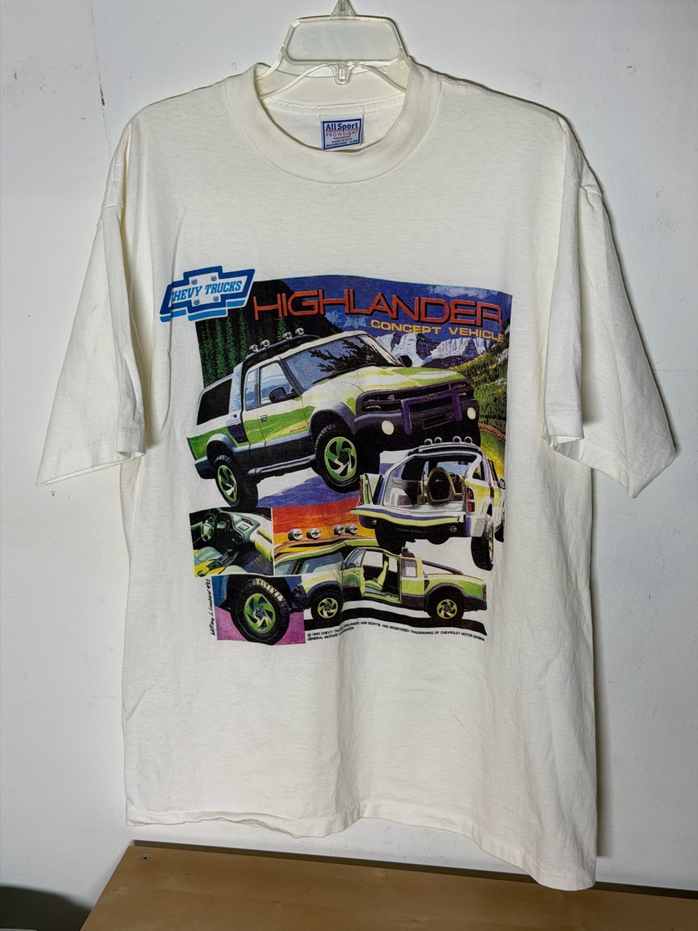 Vintage 1993 Chevy Trucks Highlander Concept Vehicle T-Shirt Sz XL USA Made